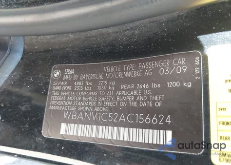 2010 BMW 528I xDrive из США, поврежденный, VIN WBANV1C52AC156624